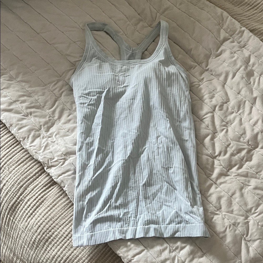 Lululemon Athletica White Ribbed Tank Top